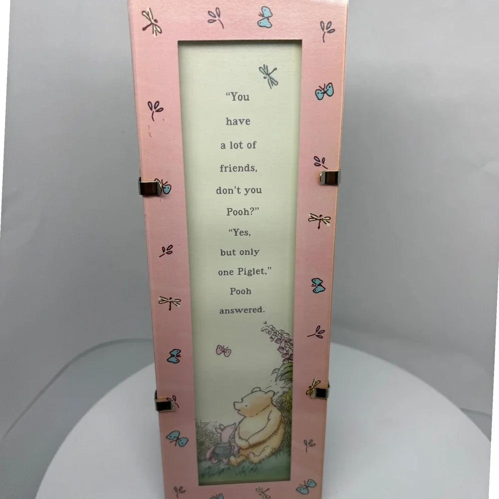 Winnie the Pooh Piglet Pink Picture Frame‎ Photo Display Quote Butterflies